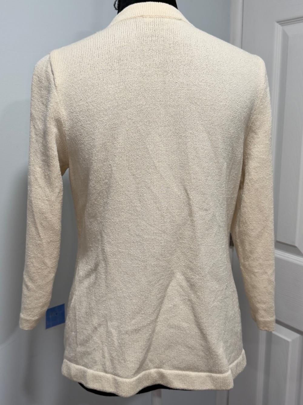 St. John Cream Knit Cardigan with Gold Buttons - Picture 7 of 13